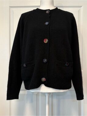 Vintage 90s Ann Taylor Studio Angora Lambswool Cardigan Sweater Sz 8
